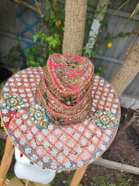 Image 5 of Dolly cowboy hat - recycled sari fabric  rainbow trim