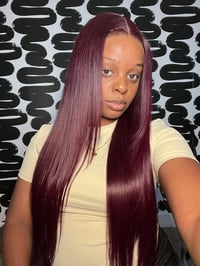 7x5 Glueless cherry red closure wig 