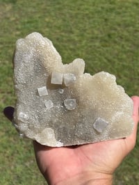 Image 10 of QR Code Fluorite On Druzy Quartz Matrix Specimen| Guizhou China #2943