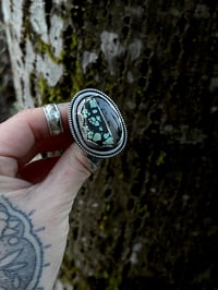 Image 4 of Intarsia Ring~Bamboo Mountain Turquoise/Montana Agate