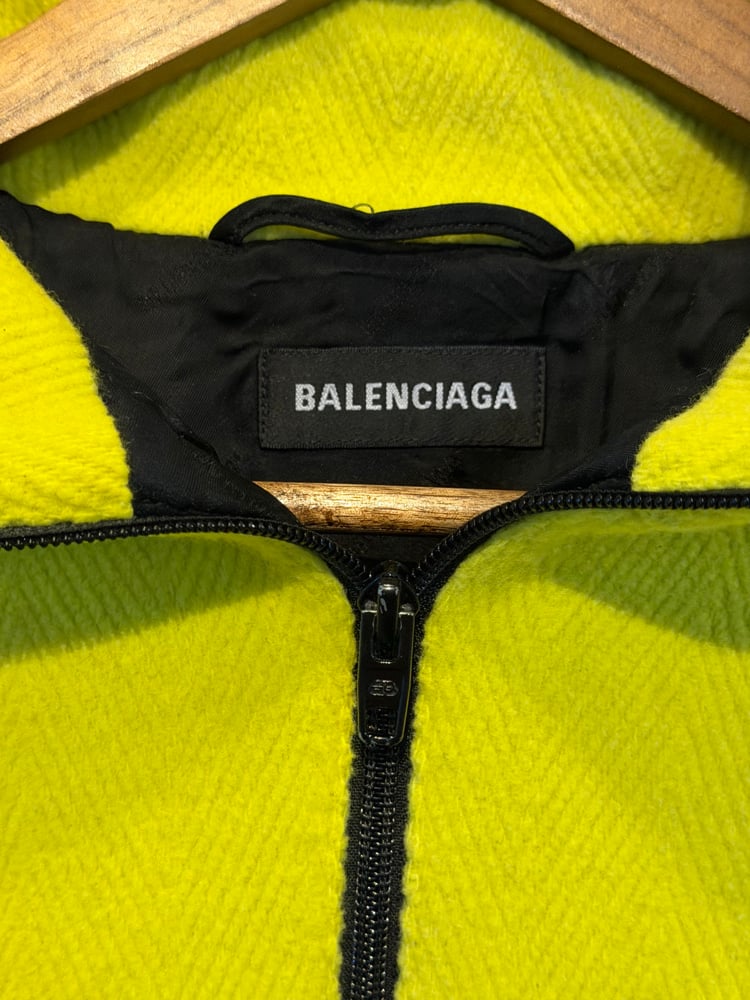 Image of Balenciaga Yellow Fluo Wool Logo Zip Up