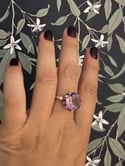Incroyable bague solitaire du XIXème siècle, poinçon sanglier et améthyste, Taille 55