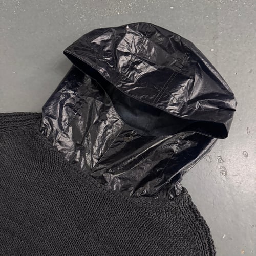 Image of SS 2000 Stone Island heavyweight PVC coated Nylon Hooded Sweatshirt, Size Large