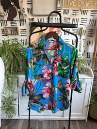  Express printed sheer button down shirt