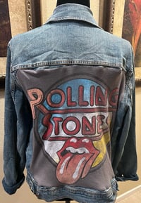 Image 1 of Vintage Blue Denim Jean Jacket The Rolling Stones