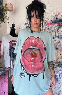 Image 3 of “CHERRY BOMBS” HAND PAINTED T-SHIRT 2XL