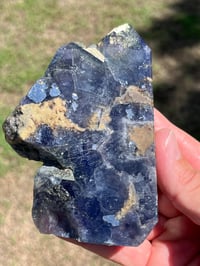 Image 4 of Blue, Green, Purple Fluorite With Pyrite Inclusions Polished Tower #2829