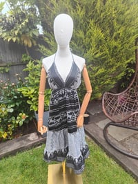 Image 2 of Havana Halter Dress- classic statement holiday piece- one size - BLACK