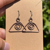Image 2 of Simple Triangle Swirl Copper Earrings 🤎
