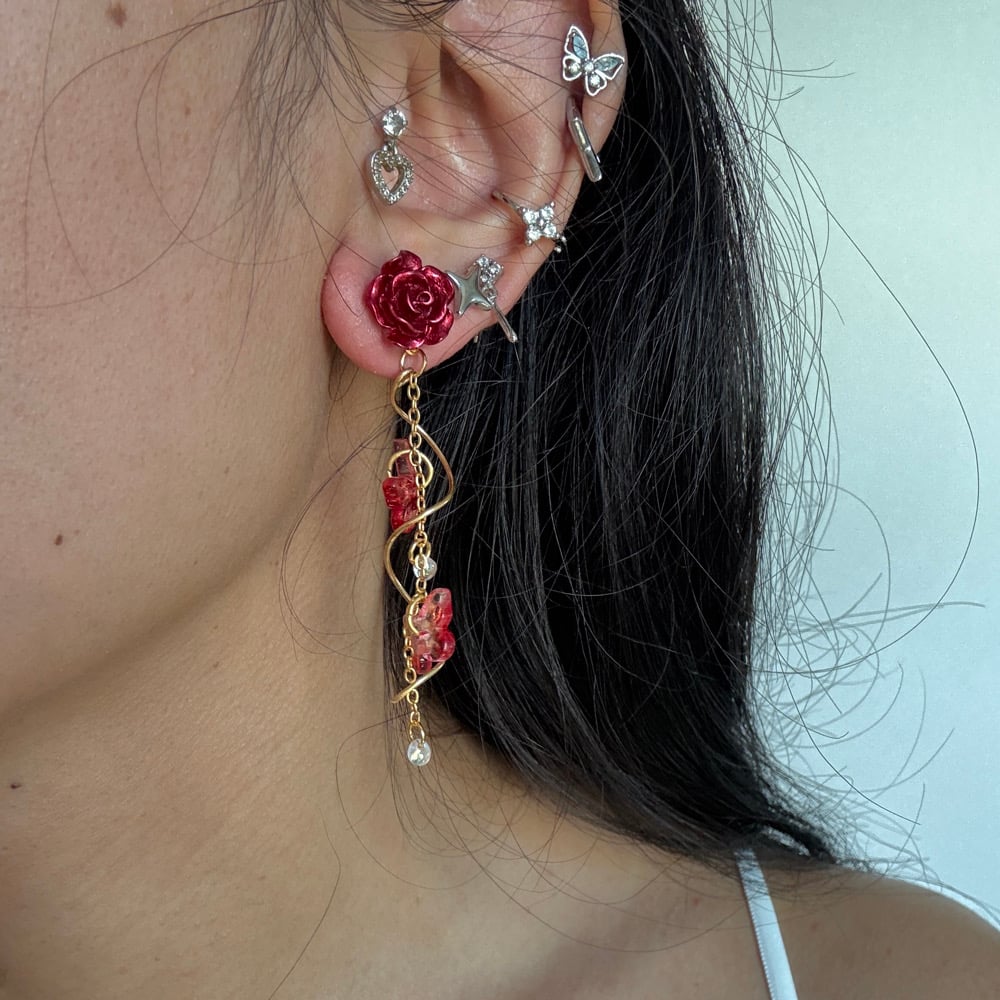 Image of Red Rose Earrings