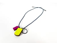 Image 2 of Formica Shape Necklace - Grey and Chartreuse and Fuchsia 