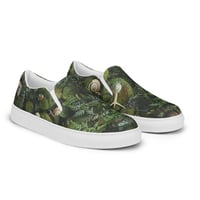 Image 1 of Men’s Flora and Fauna Goblincore Grunge Snails and Moss Slip-On Canvas Shoes