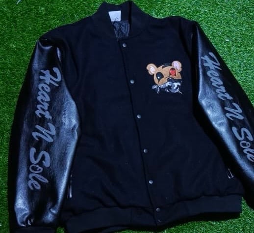 Heart N Sole Triple Black Varsity Jacket 