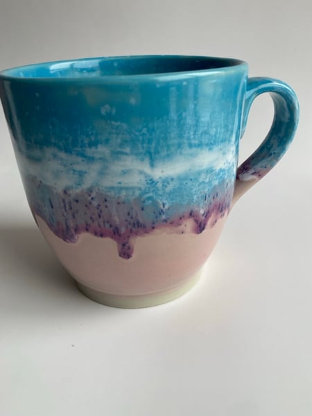 Image of Round Mug Blue Purple Pink