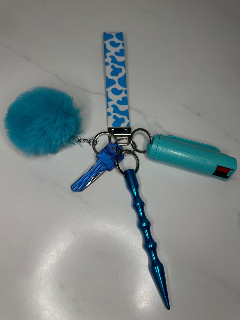 Blue Cow Safety Keychain Image 4