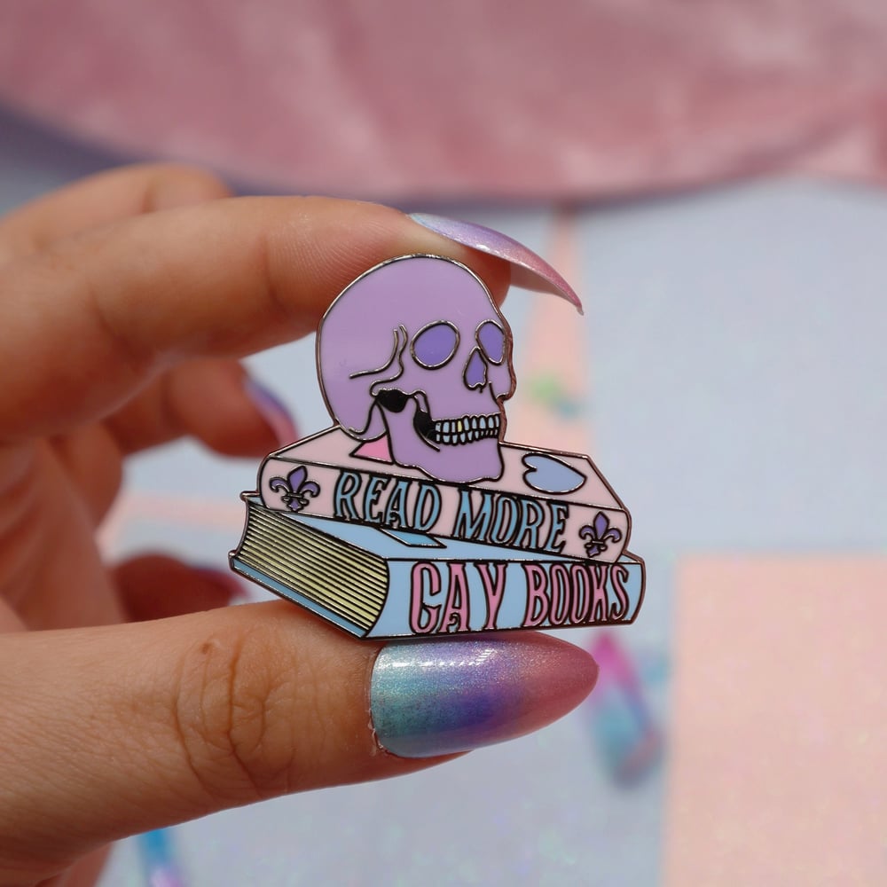 Image of Read More Gay Books Enamel Pin