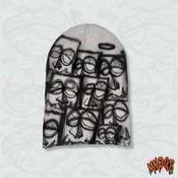 Image 3 of [MNGO.S] All overprint Knit Beanie - BLACK V2