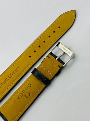 Image of 20mm CROC PADDED MENS LEATHER STRAP FOR OMEGA WATCH.BLACK.TOP QUALITY.HEAVY DUTY.VINTAGE BUCKLE