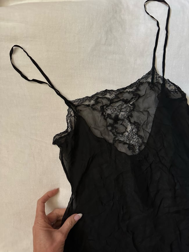 1920s silk chiffon romper with chantilly lace