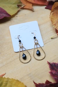 Image 1 of Black Onyx Brass Chained Earrings