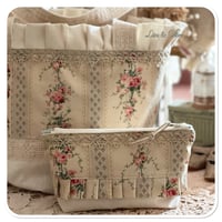 Image 1 of vintage Style floral Fabric french lace bucket tote bag and matching purse 