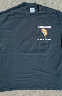 Image 6 of 1990s Halloween Michael Myers Blue Grape M&O Knits T-Shirt Size (XL)