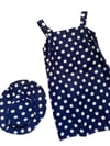 late 60s cotton polka dot dress and hat set