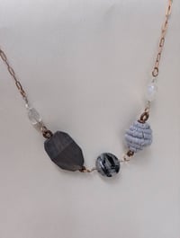 Image 2 of Rainbow Moonstone Semi Precious Stone & Handspun Bead Statement Necklace