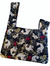 Image 2 of Asian Koi Carp Black & Gold Knot Bag 