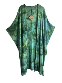 Image 3 of Medium Woven Duster Kimono in Verdant Watercolor Ice Dye
