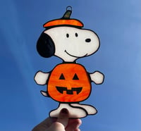 Image 1 of Stained Glass Pumpkin Snoopy