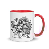 Image 11 of Tropical Flower Sloth Coffee Mug Line Art by CrystalsArtPaws