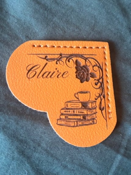 Image of Faux leather heart personalised bookmark 