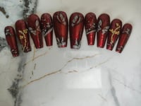 Image 2 of Simple Burgundy Press on Nails 