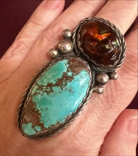 Image 1 of Fire 🔥 agate and Royston statement ring 