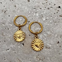 Image 1 of Sunburst Heart Huggie Earrings