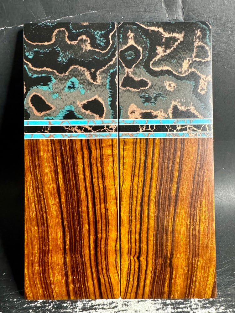 Image of Camo Carbon & Desert Ironwood Segmented Knife Scales