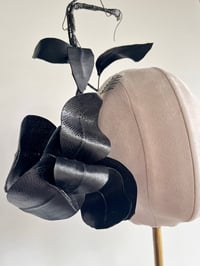 Image 4 of Black leather floating  flower headpiece