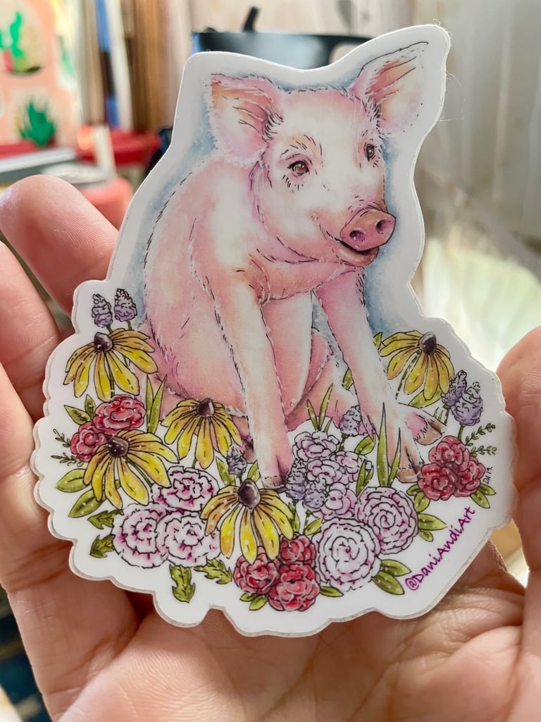 Floral Pig Sticker