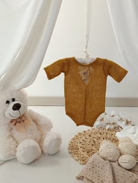 Image 1 of Photo prop | Baby boy bodysuit for photo shoot | Jess | 0-3 months | mustard