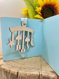 Image 3 of Wooden Baby Boy Card With Hanging Ornament