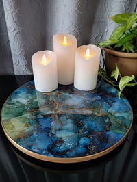 Image 2 of 14" Lazy Susan Turntable Epoxy Resin Art 'The Emperor'