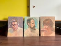 Image 1 of Group of Oil Portraits on Canvas Board