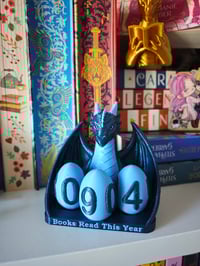 Image 1 of Contador de libros Dragón Guardián Azul Purpurina