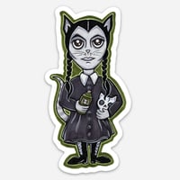 Image 1 of Wednesday Addams Cat Sticker
