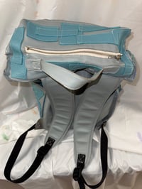 Image 3 of Cowhide Patchwork Backpack (Sky Blue/Tiffany)