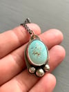 Royston turquoise necklace with silver pearl details
