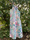 Holly Stalder Vintage Fabric Floral Denim  Dress Size Large