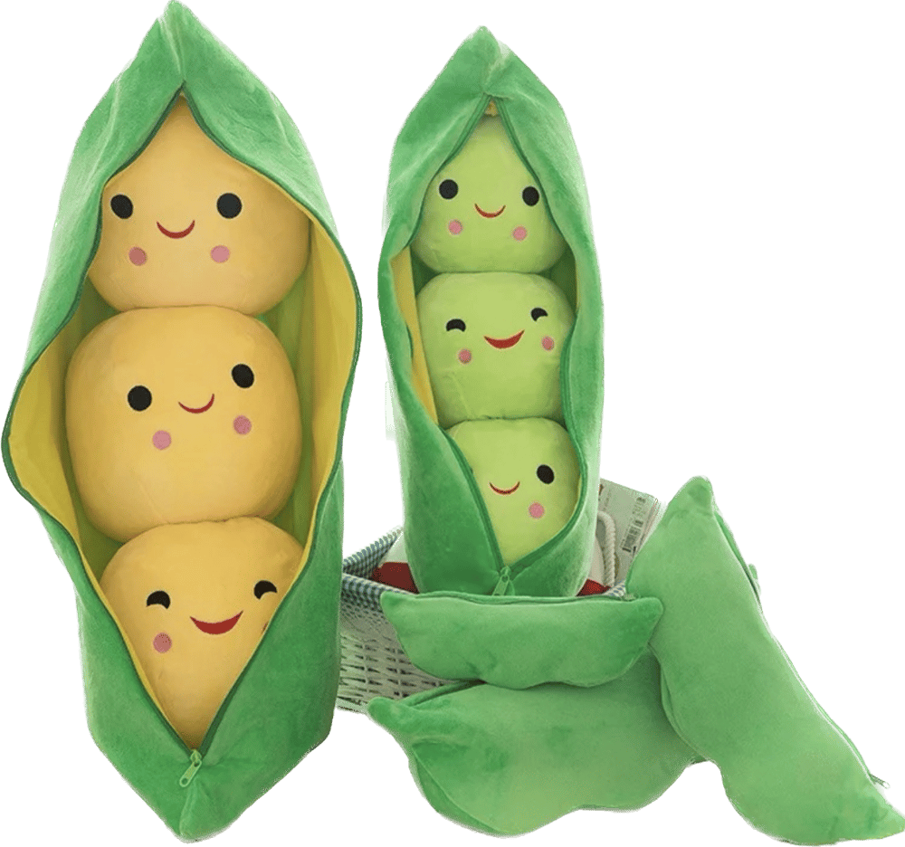 Image of Peas in a Pod Plush Toy - Adorable Gift for Kids and Home Decor