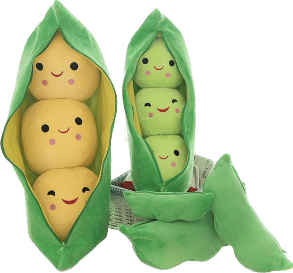 Image of Peas in a Pod Plush Toy - Adorable Gift for Kids and Home Decor